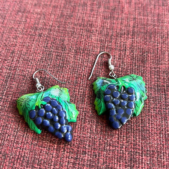 Grapes Earrings Two Pair of Grape Earrings for Pierced Ears - Picture 2 of 10